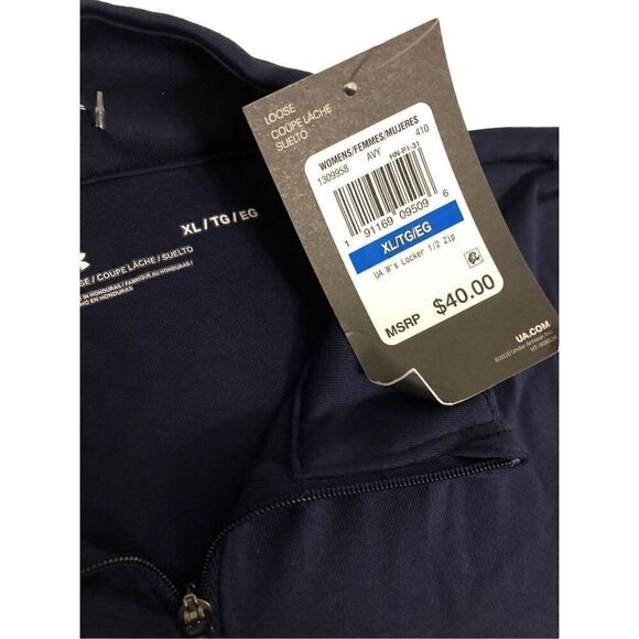 Brand New Under Armour Women’s Locker 1/2 Zip Navy Loose Longsleeves XL - Picture 5 of 13